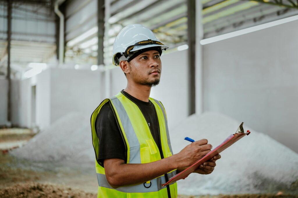 Lead Civil and Structural Engineer supervising structural work at industrial mining site in Johannesburg